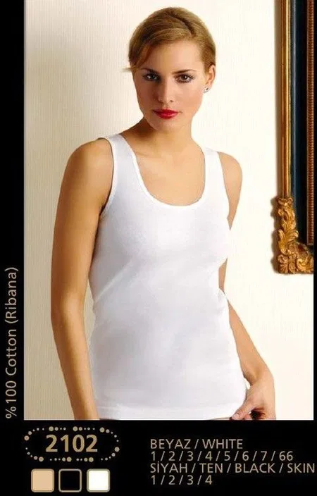 Pamuklu Nefes Alabilen Ribana Atlet Anıt 2102 - Beyaz