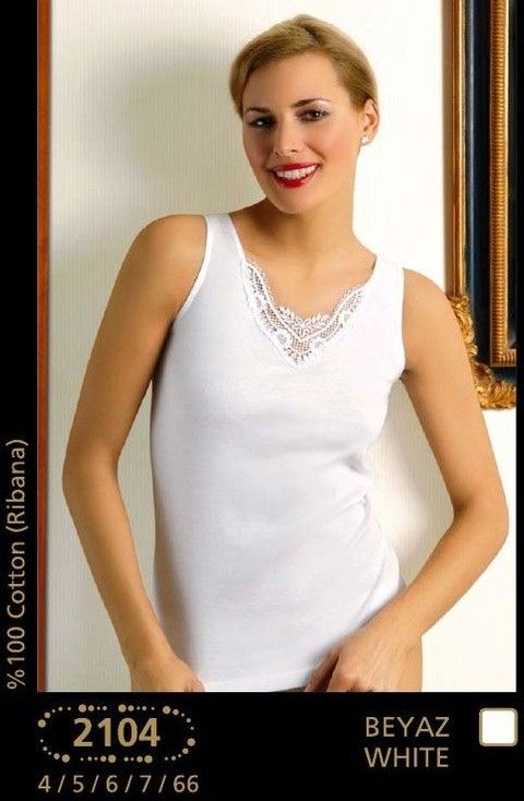 Pamuklu Ribana Havuz Yaka Atlet Anıt 2104 - Beyaz