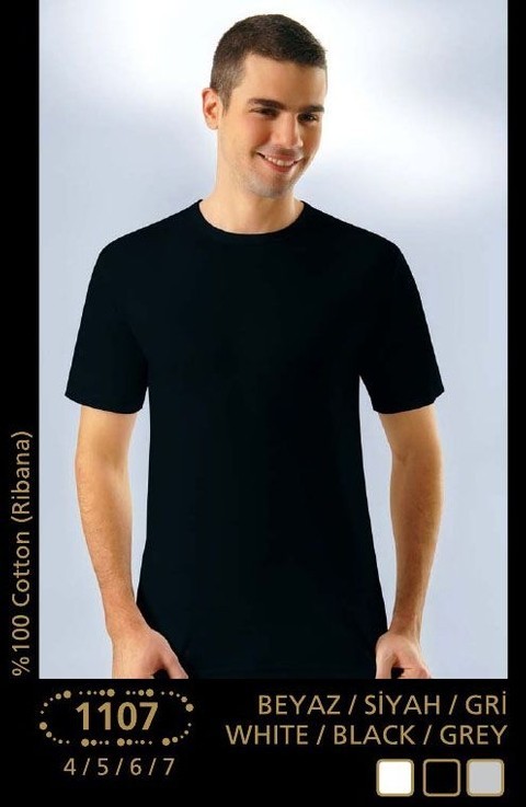 Pamuklu Ribana O Yaka Erkek Atlet Anıt 1107 - Siyah