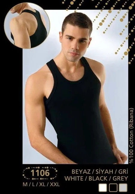 Ribana Kesim Pamuklu Erkek Atlet Anıt 1106 - Siyah