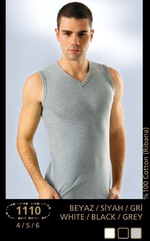 Pamuklu Ribana V Yaka O Kol Atlet Anıt 1110 - Gri