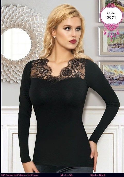 Anıt Dantel Detaylı Uzun Kollu Kadın Atlet Anıt 2971