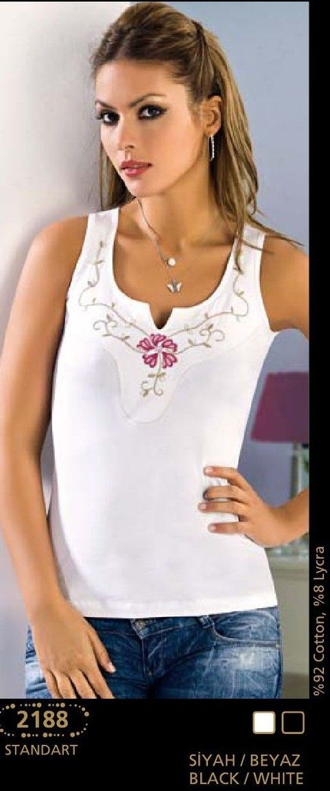 Anıt Simli Çiçekli Pamuklu Atlet Anıt 2188