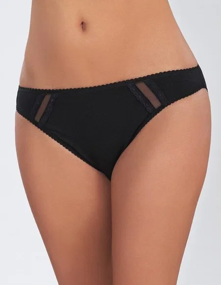 Pamuklu Dantelli Slip Külot Siyah Beyaz Çift Kaplan 615