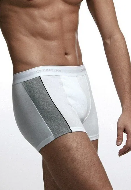 Pamuklu Elastan Boxer Çift Kaplan 850 - Beyaz