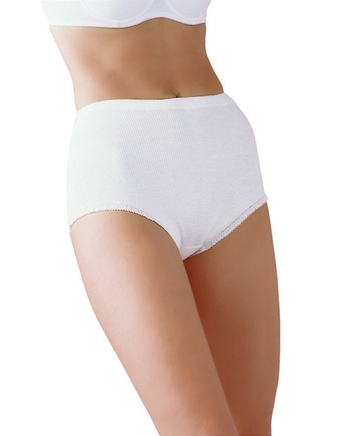 Yüksek Bel Destekli Pamuklu Külot Çift Kaplan 980 - Beyaz