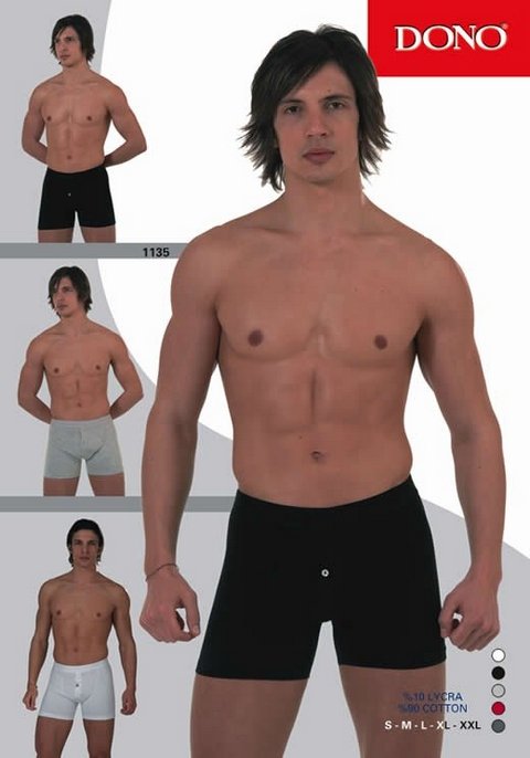 Pamuklu Düğmeli Lycra Boxer Dono 1135 - Siyah