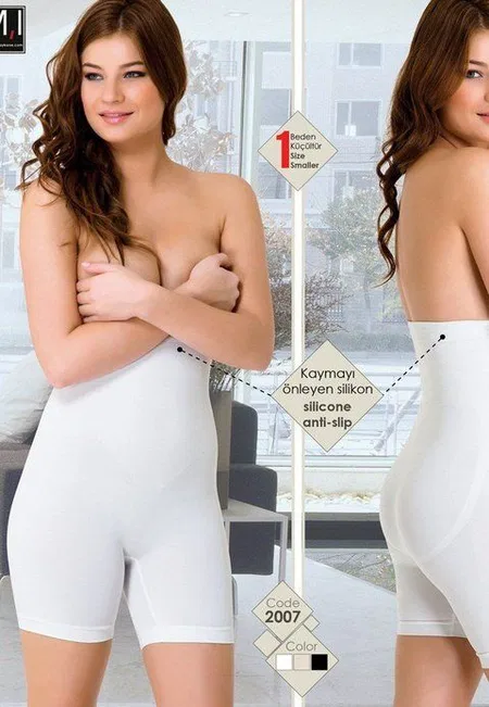 Dikişsiz Yüksek Bel Boxer Korse Emay 2007 - Beyaz