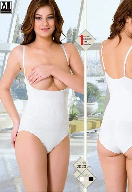 Dikişsiz Göğsü Açık Slip Boy Korse Emay 2023 - Beyaz