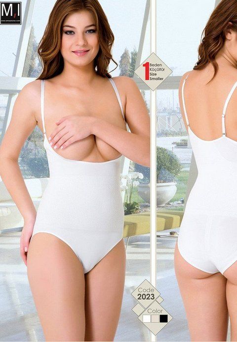 Dikişsiz Göğsü Açık Slip Boy Korse Emay 2023 - Beyaz