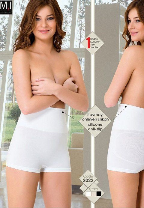 Dikişsiz Yüksek Bel Toparlayıcı Boxer Korse Emay 2022 - Beyaz