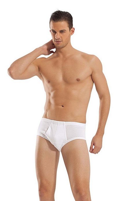 Pamuklu Ribana Bantlı Erkek Slip Erdem 1320 - Beyaz