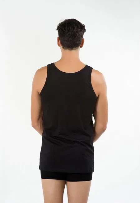 Kom Erkek 2'li Atlet - Henry Askılı 2 li Basic Erkek Atlet - Siyah