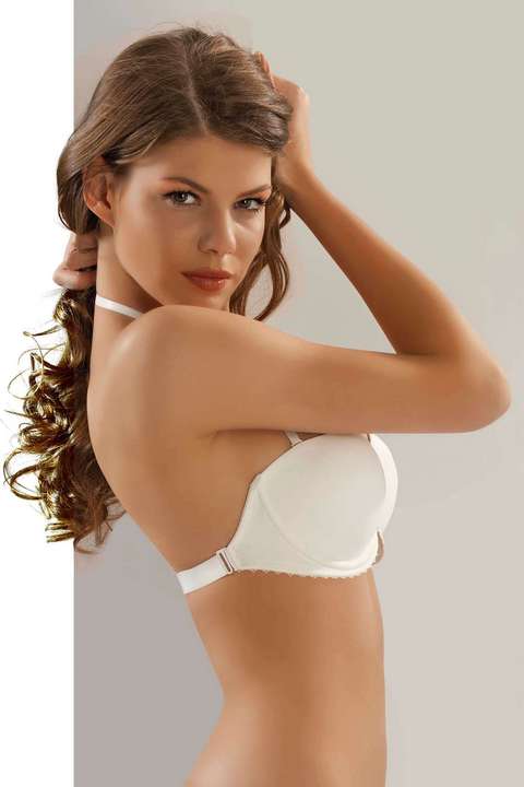 Sırtı Şeffaf Destekli Straplez Sütyen Le Jardin 7042 - Beyaz