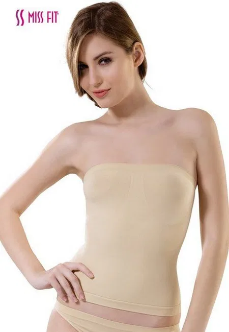 Dikişsiz Silikonlu Uzun Straplez Atlet Miss Fit 1403 - 2