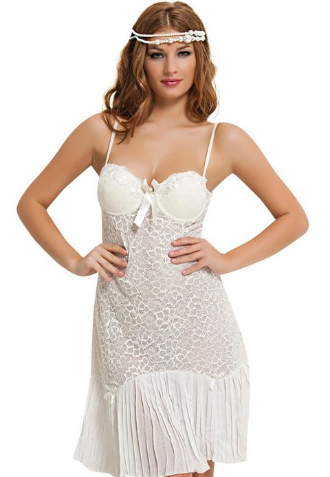 Dantelli Destekli Sütyenli Gecelik NBB 3865