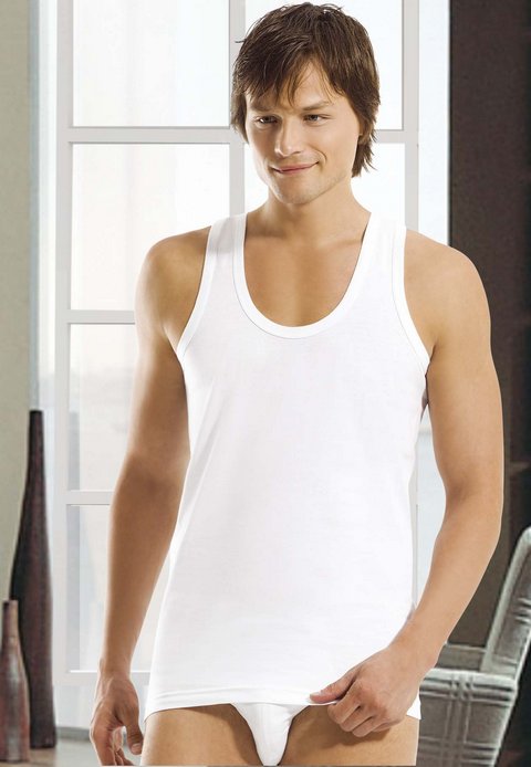 Pamuklu Ribana Kesim Erkek Atlet Öztaş 1001 - Beyaz