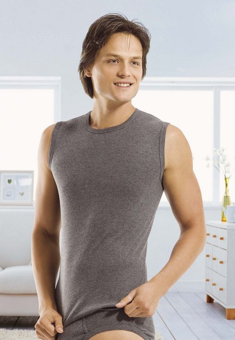 Ribana Kolsuz Sıfır Yaka Erkek Atlet Öztaş 1055 - Antrasit