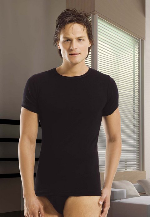 Ribana Sıfır Yaka Pamuklu Erkek Atlet Öztaş 1059 - Siyah