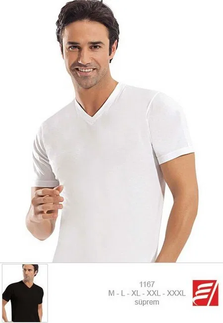 Pamuklu V Yaka Erkek Atlet 3'lü Paket Erdem 1167 - Beyaz