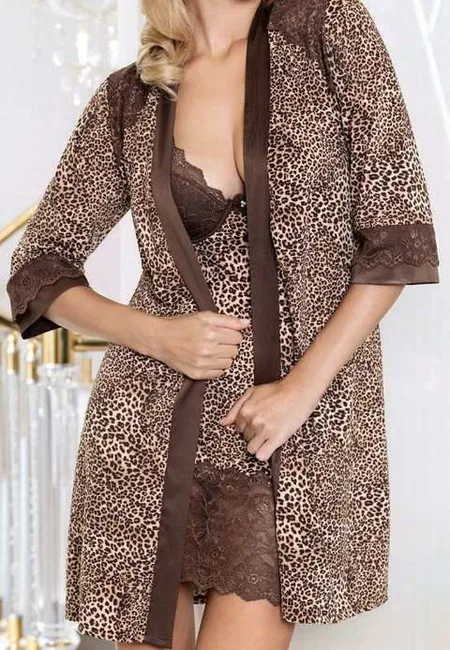 Leopar Desenli Uzun Sabahlık Orkide 713 - 2