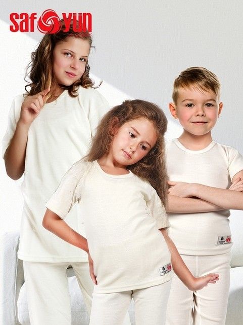 İç Fırçalı Yün Çocuk Kisakol Fanila Saf Yün 600 - Krem