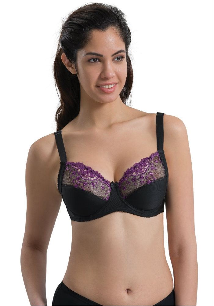 Tam Kap Dikişsiz Toparlayıcı Sütyen Emay 136 - Mor Siyah