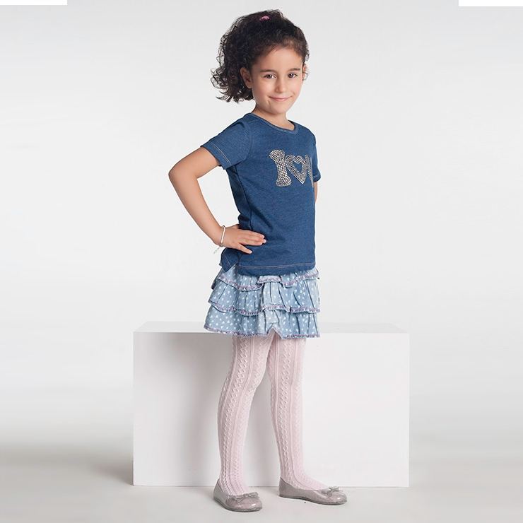 Yüksek Pamuklu Melanj Çocuk Külotlu Çorap Daymod 2122079 - Gri-Melanj