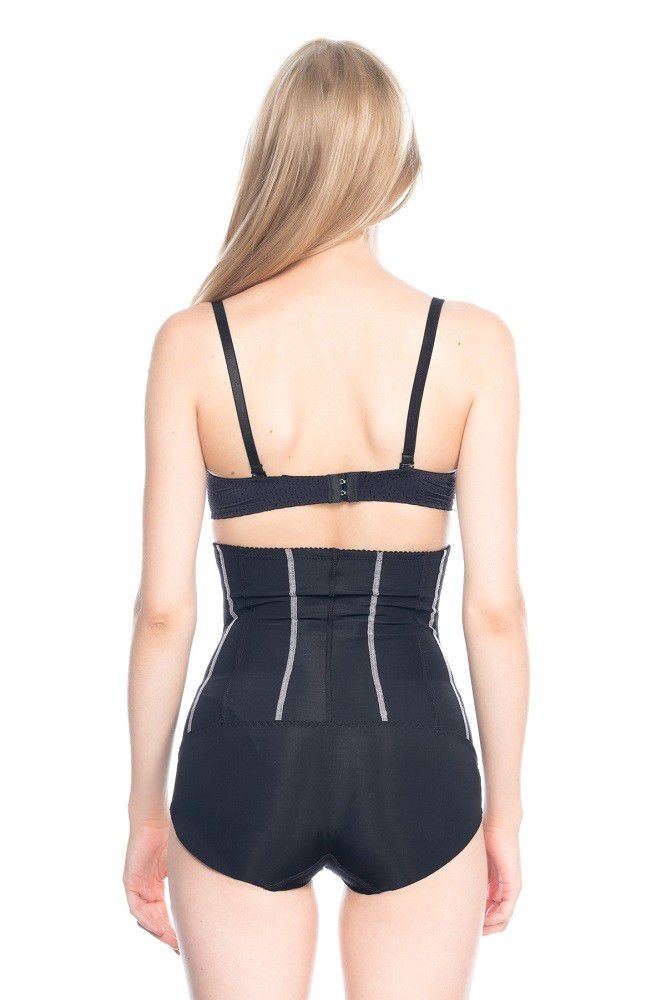 Dikişsiz Yüksek Bel Slip Body Siyah Emay 2886 - Siyah