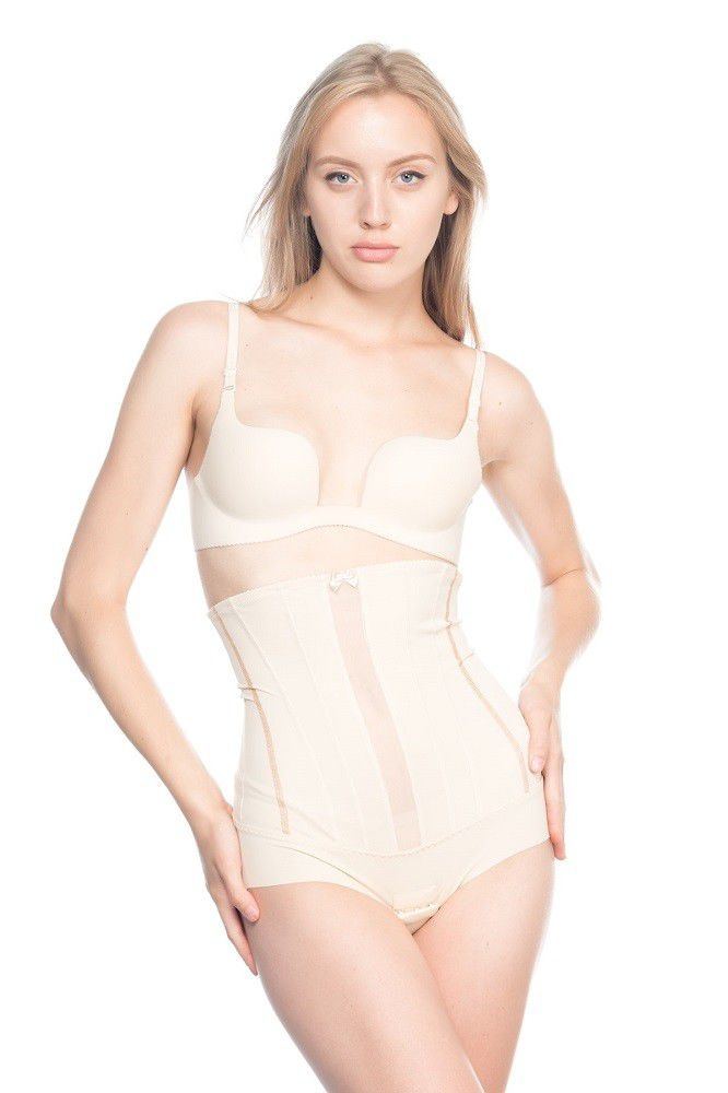Dikişsiz Yüksek Bel Slip Body Siyah Emay 2886 - Beyaz