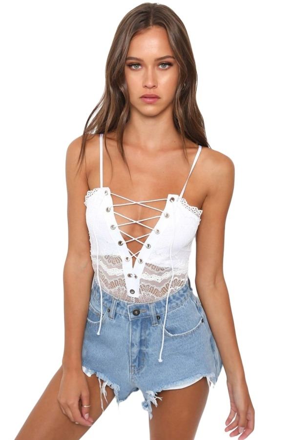 Merry See Dantel İşlemeli Beyaz Şık Body Gecelik 3221 - Beyaz