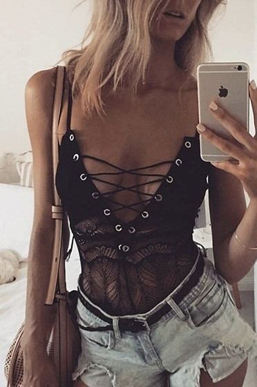 Merry See Dantel İşlemeli Siyah Şık Body Gecelik - Siyah