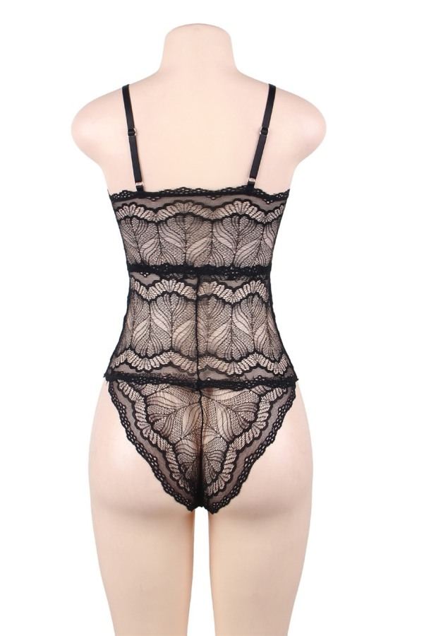 Merry See Dantel İşlemeli Siyah Şık Body Gecelik - Siyah