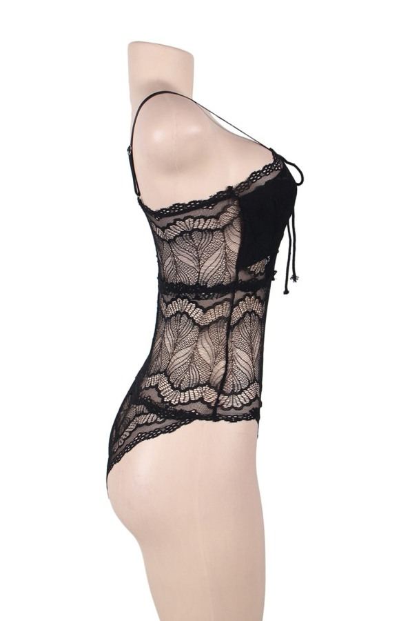 Merry See Dantel İşlemeli Siyah Şık Body Gecelik - Siyah