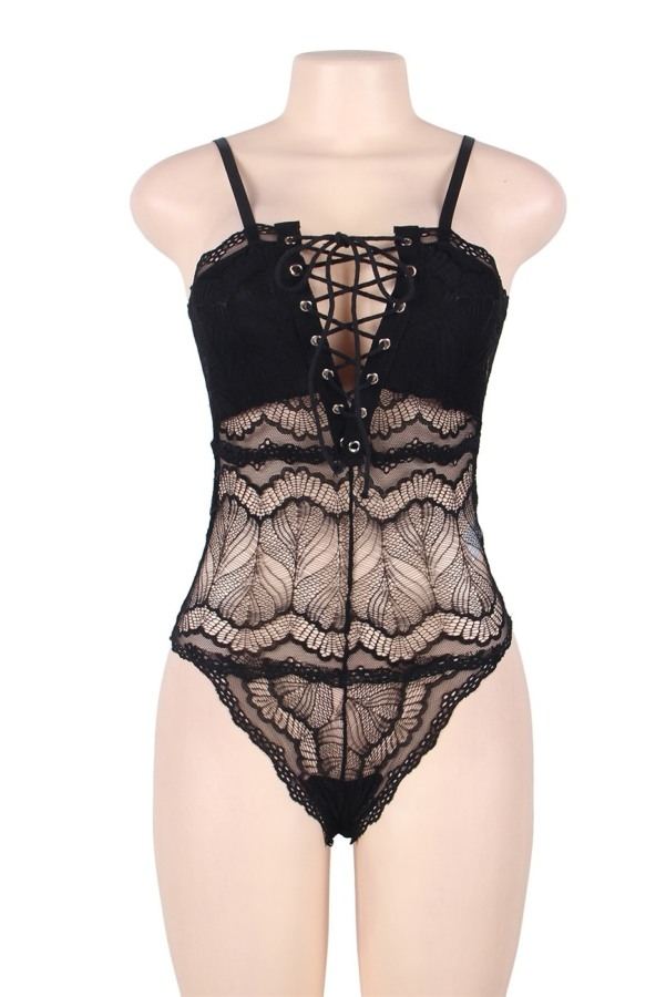 Merry See Dantel İşlemeli Siyah Şık Body Gecelik - Siyah