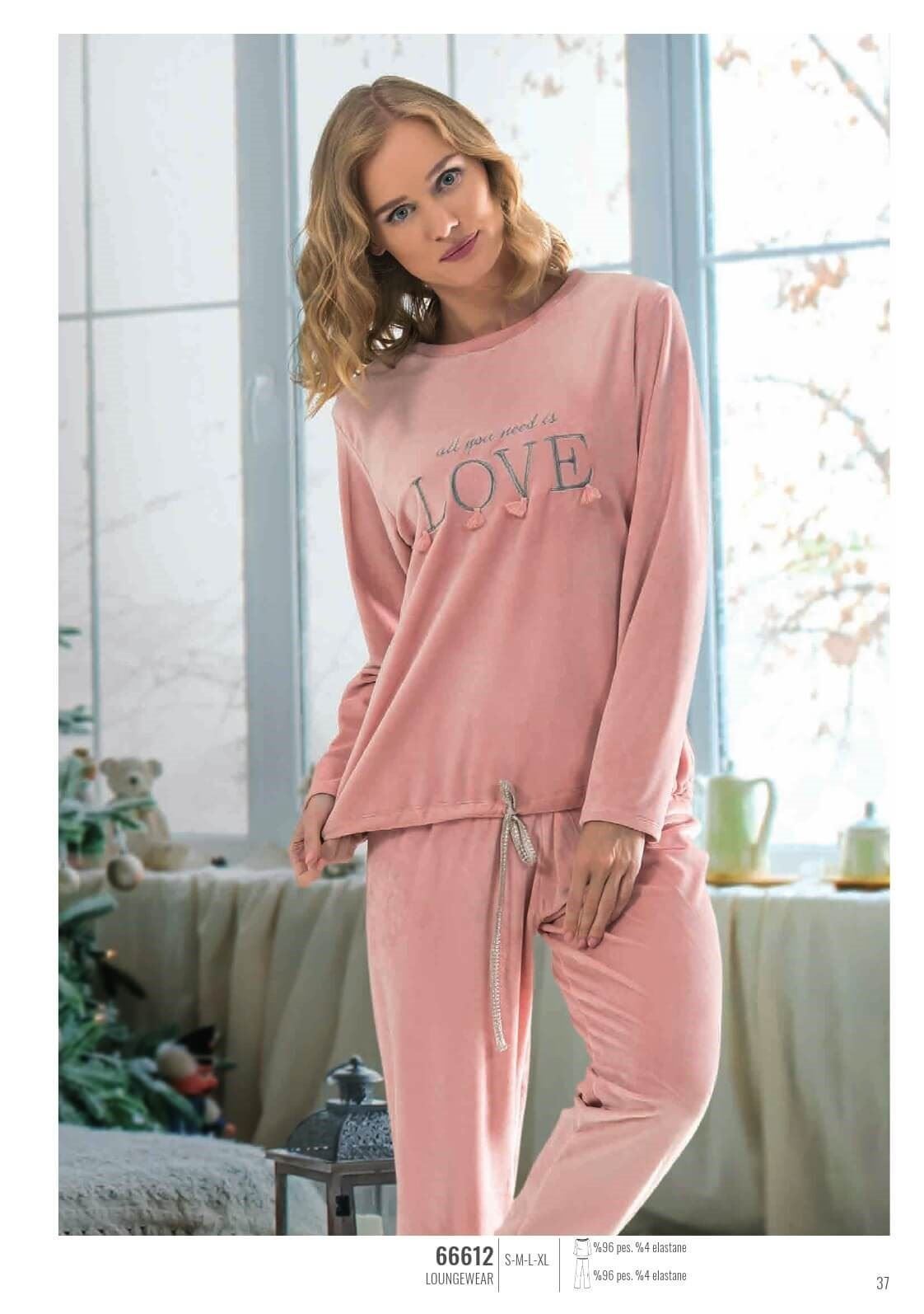 NBB Kadife Desenli Pijama Takımı NBB 66612 - Görsel 2