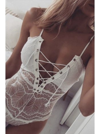 Merry See Dantel İşlemeli Beyaz Şık Body Gecelik 3221