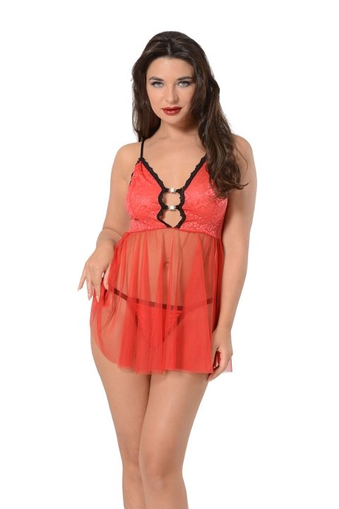 Askılı Kırmızı Şifon Gecelik Kadın Sistina 659 - Kırmızı