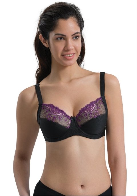Tam Kap Dikişsiz Toparlayıcı Sütyen Emay 136 - Mor Siyah