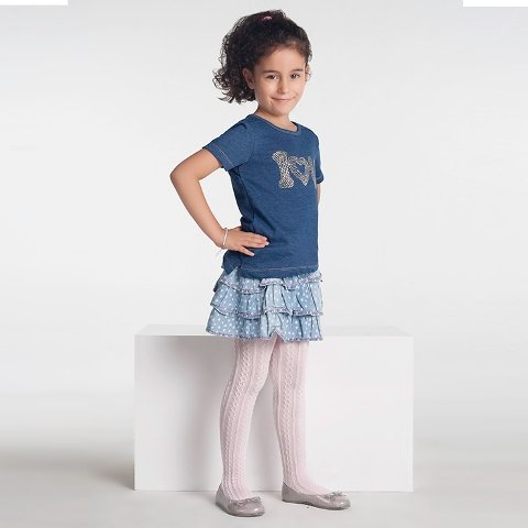 Yüksek Pamuklu Melanj Çocuk Külotlu Çorap Daymod 2122079 - Gri-Melanj