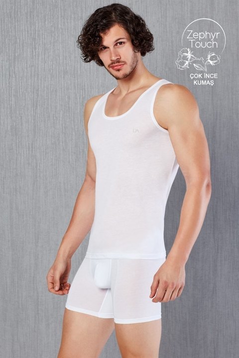 Pamuklu Ribana Askılı Erkek Atlet Doreanse 2030 - Beyaz