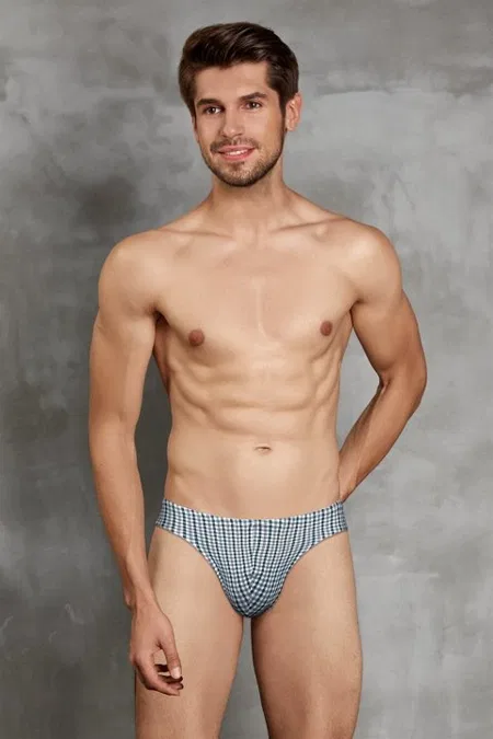 Modal Pamuk Elastan Erkek Slip Doreanse 1267 - Green Grey Check