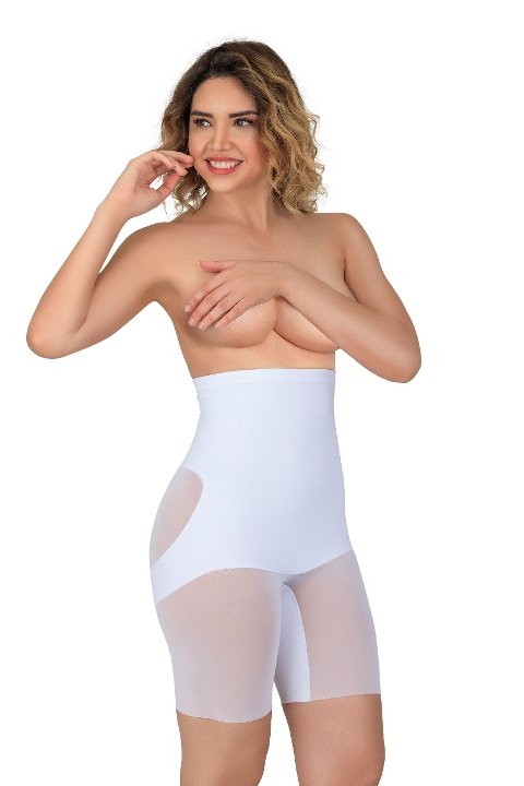 Kademeli Kompresyonlu Paçalı Korse Emay 2929 - Beyaz
