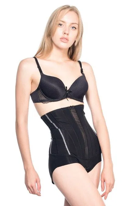 Dikişsiz Yüksek Bel Slip Body Siyah Emay 2886 - Siyah