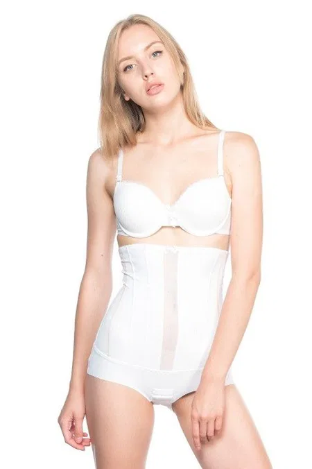 Dikişsiz Yüksek Bel Slip Body Siyah Emay 2886 - Beyaz