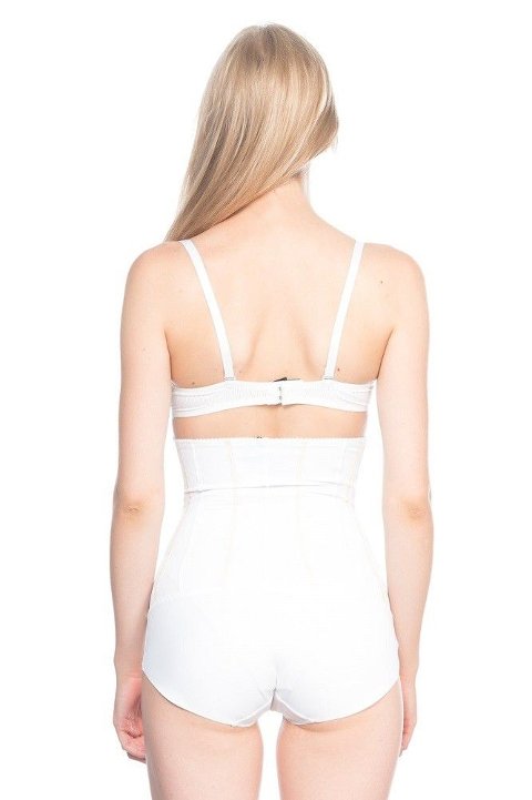 Dikişsiz Yüksek Bel Slip Body Siyah Emay 2886 - Beyaz