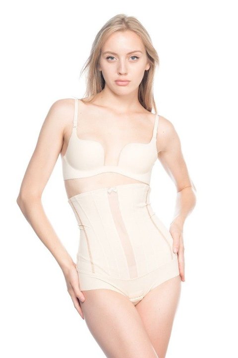 Dikişsiz Yüksek Bel Slip Body Siyah Emay 2886 - Beyaz