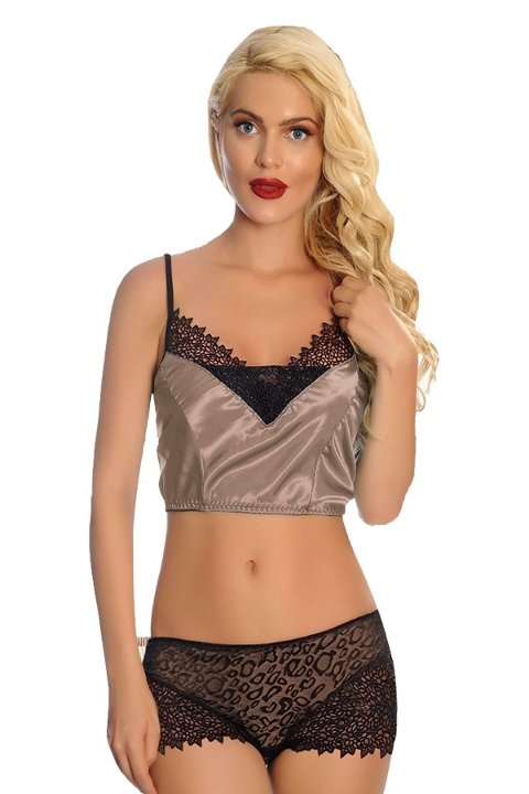 Şifon Dantel Detaylı Fantazi Şort Takım Sistina 289