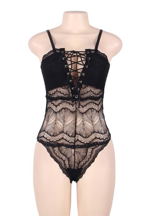 Merry See Dantel İşlemeli Siyah Şık Body Gecelik - Siyah