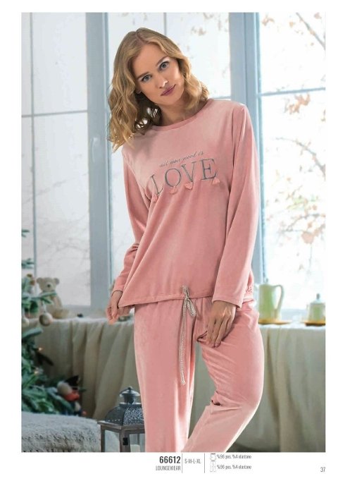 NBB Kadife Desenli Pijama Takımı NBB 66612 - Görsel 2